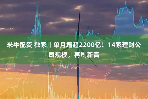 米牛配资 独家丨单月增超2200亿！14家理财公司规模，再刷新高
